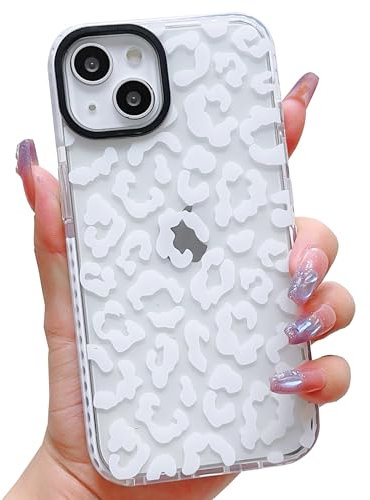ECZOIL Compatible for iPhone 15 Case,Cute Clear Leopard Cartoon for Women Girl Soft TPU Shockproof Anti-Yellow Protective Phone Case for iPhone 15-Leopard