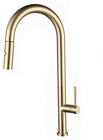 DLAZUM Grifo, Grifo Monomando para calefacción y refrigeración, Grifo de Fregadero de Cocina abatible, Grifo de Fregadero de Acero Inoxidable (Dorado)