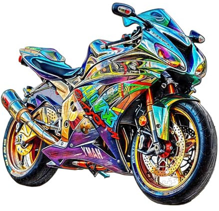 Funnli Holzpuzzles für Erwachsene und Kinder,Einzigartige Tierförmige Holz-Puzzle (Motorrad), Puzzle aus Tierteilen