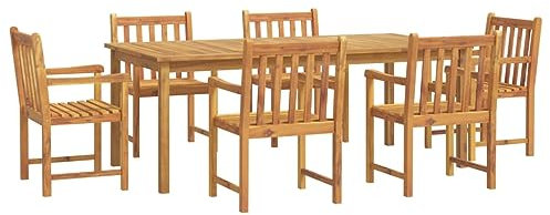 HETFTJN Eckbank Mit Tisch Bierzeltgarnitur Balkon Set Wohnzimmer Möbel - 7-TLG. Garten-Essgruppe Massivholz Akazie für Restaurant Café Hof Garten