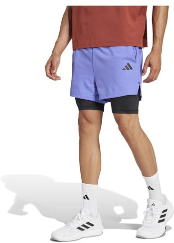 adidas Men's Gym+ 2-in-1 Shorts Semi Cobalt Blue/Black L