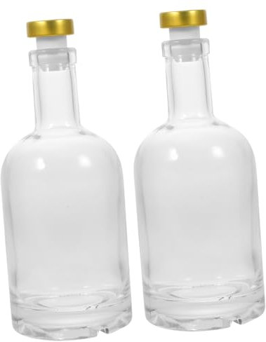 IMIKEYA 2pcs 375ml Thick Base Vodka Liquor Glass Wine Bottles Sturdy Decanter for Home Bar Random Color