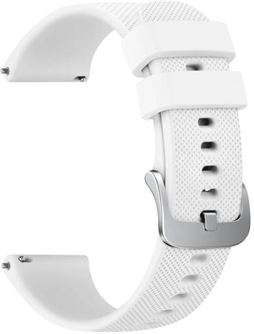 Silicone Watch Bands - Quick Release Waterproof Soft Rubber Replacement Straps with Silver Plated Stainless Steel Buckle 18mm 20mm 22mm (White, 18mm)