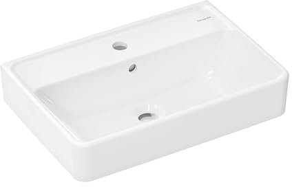 hansgrohe Xanuia Q Waschtisch Compact, mit Hahnloch, mit Überlauf, 550x370mm, SmartClean, weiß, 61120450