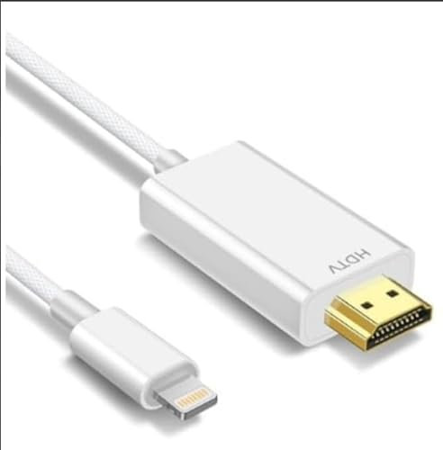 Wowfast Lightnning to HDMI Cable,1080P HDTV Cable Adapter, 2m iPhone Lightnning to Digital AV Adapter Sync Screen Connector Compatible with iPhone, iPad, YouTube to TV Projector Monitor (White)