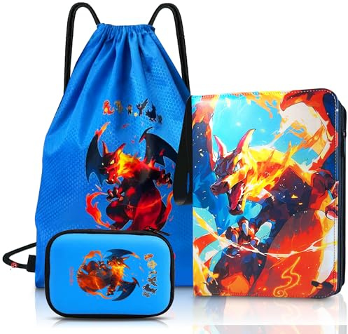 Sammelkarten album - sammelalbum pokemon - Karten binder album binder sammelheft - heft sammelmappe 900 karten - Verpackung inklusive Etui und Tasche - Kindertasche - TCG-Kartenetui