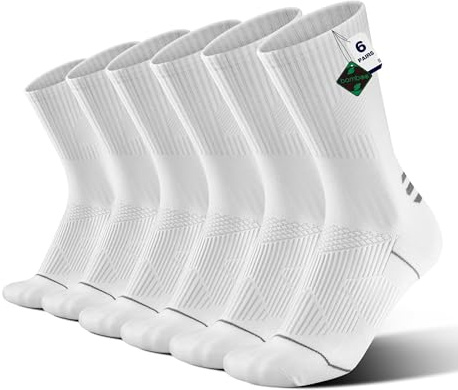 ineepor 6 Paires Bambou Chaussettes de Contention Hommes Femmes – Légères, Sans Couture, Transpirantes, Anti-Odeur – Course, Randonnée, Vélo