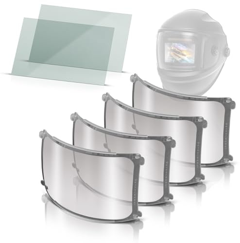 STAHLWERK Juego de 6 discos de repuesto para casco de soldadura, cristales de repuesto para interior y exterior, cristal protector de pantalla, cristal protector según EN ISO 16321, discos de repuesto