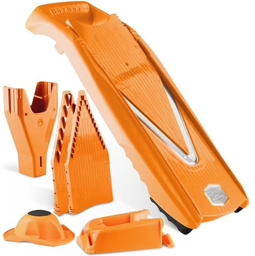 Börner Reston Lloyd Mandoline Slicer V5 (ensemble professionnel) • Trancheuse en V avec 10 styles de coupe et support alimentaire de sécurité • Trancheuse de cuisine réglable pour légumes et fruits