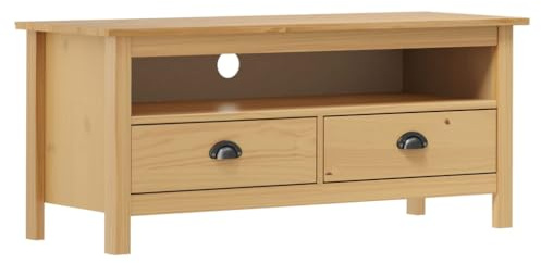 Qnhdfrt 43-Inch Solid Pine Wood TV Stand with 2 Drawers Honey Brown