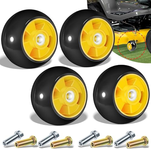 Kit de 4 roues de guidage robustes pour plateau de coupe de tondeuse John Deere AM125172 (remplace AM124706, 210-300) - Plastique ABS durable, installation facile