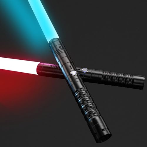 2er Set Duell Lichtschwerter, 2-in-1, RGB 16 Farben, USB-C | Metallgriff, robuste Klinge und realistische Kollisionseffekte für Laserschwert-Duelle. Geschenk für Kinder und Erwachsene