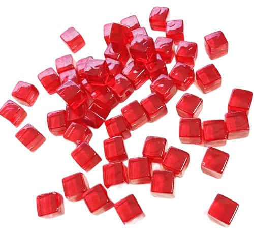 Nukinp 8-mm-Würfel, 200 Stück Leere Acryl-D6-Würfel, kleine transparente rote Zählmarkierungen für Tischspiele und Bildung