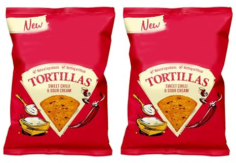 Tortillas Sweet Chilli & Sour Cream Chips, Natural Ingredients, Gluten-Free, High Fibre, Vegetarian, 140g,Pack Of 2