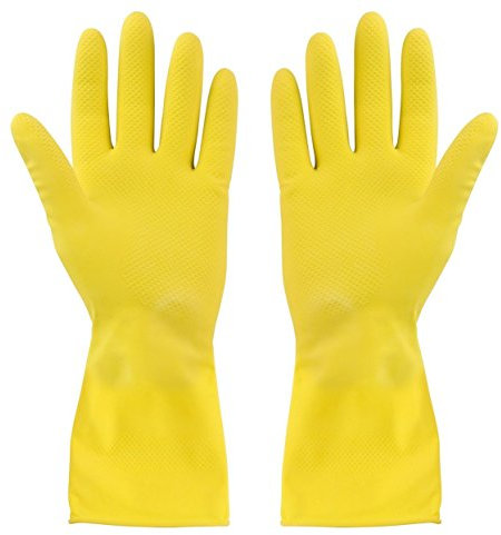 Elliott Household Cleaning Gloves, Latex Washing Up Gloves with extra long cuff and soft breathable lining, Long lasting quality in a Medium size, Yellow