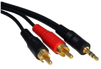 Cable-Tex 3.5mm Jack to 2 x RCA Phono Audio Cable Gold 0.5m Lead