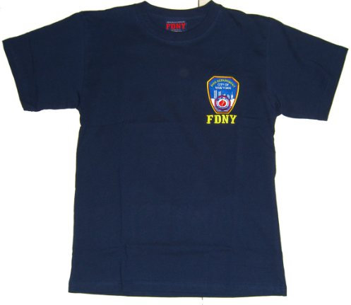 FDNY Besticktes T-Shirt – Größe: Erwachsene L – Farbe: Marineblau, Marineblau, L