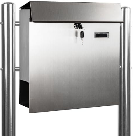 Maxstore STILISTA Standbriefkasten, V2A Edelstahl, Zeitungsfach, Modellwahl, Eckig