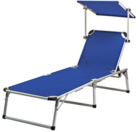 Gartenliege Colorado Springs mit Sonnendach blau