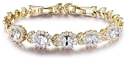 GULICX Bracelet Femme Princess Plaqué or Cubique Zircon CZ Avec Elément-Parfait Bijou de Mariage,Soirée,Anniversaire