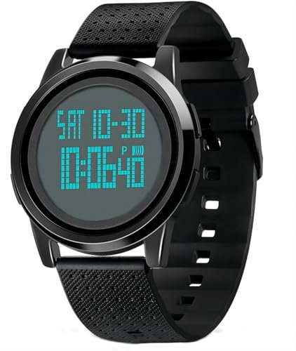 Skmei Reloj Deportivo Digital para Hombre, Pantalla LED, Esfera Grande, Relojes Militares e Impermeable, Casual, Luminoso, cronómetro, Alarma, Reloj Militar Simple, Negro, Correa