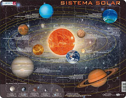 Larsen SS1 Sonnensystem Puzzle, Spanisch Edition, 70 Teile Lernpuzzle für Kinder, Lehrreiches Weltraum-Puzzle mit Planeten & Zwergplaneten, Nachhaltiges Bildungsspiel ab 6 Jahren