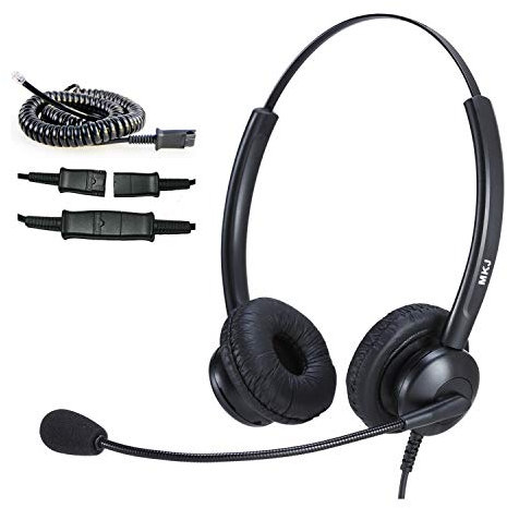MKJ Phone Headset RJ9 Call Center Headset mit Mikrofon Noise Cancelling Plantronics kompatibel für IP-Telefone Grandstream Panasonic Sangoma Htek Akuvox Huawei Escene und mehr