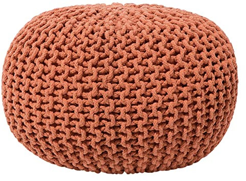 Geflochtener Strickpouf zum Sitzen Baumwolle braun rund 40 cm Modern Conrad