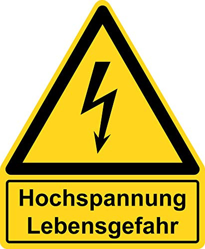 Warnzeichen mit Textfeld - Hochspannung Lebensgefahr - Aluminium - Seitenlänge 30 cm