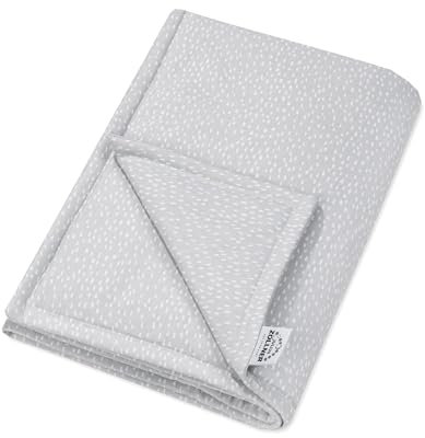 Julius Zöllner Jersey Decke gefüttert aus Baumwoll-Jersey | Gr. 70x100 cm | Made in Germany | OEKO-TEX® STANDARD 100 | Tiny Squares Grey