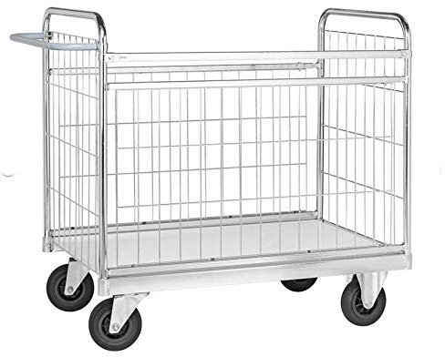 Paketwagen - Gitterwagen - Transportwagen - Lagerwagen mit 2 Bock- und 2 Lenkrollen - Wände leicht zu entfernen - Belastung: 300 kg - Industriequalität (119 x 65 x 102,5 cm mit Bremse)
