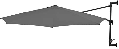 Festnight Parasol Mural Parasol de Jardin avec Mât Métallique 300 x 131 cm Anthracite