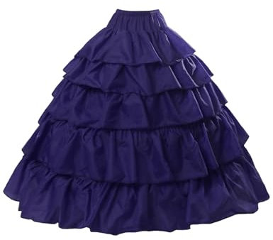 BEAUTELICATE Jupon sous Robe Crinoline Petticoat Rockabilly De Femme avec Volants Long 4 Cerveaux pour Robe De Mariage Mariée Soirée Bal(Violet, S-M)