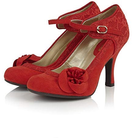 Ruby Shoo Women's Red Anna Lace Mary Jane Pumps UK 4