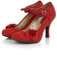 Ruby Shoo Women's Red Anna Lace Mary Jane Pumps UK 4