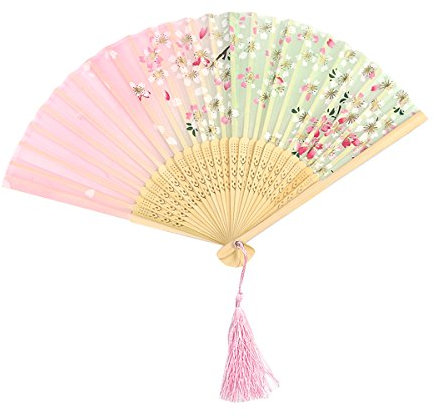 Toyvian Paper Fan Japanese Cherry Blossom Folding Fan Silk Foldable Fan for Women Girls