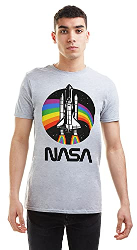 Nasa Men's Rainbow T-Shirt, Sports Grey, XX-Large