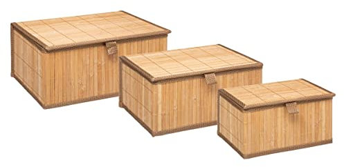Five - Lot de 3 Paniers avec couvercles en Bambou Naturel