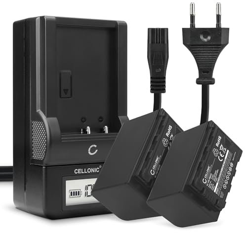 CELLONIC, Batterie pour Caméra Compatible avec Panasonic HC-X2000, HC-X1500, HC-MDH3, AG-DVX200 (7.4V, 4400mAh) 2 Pièces + Chargeur