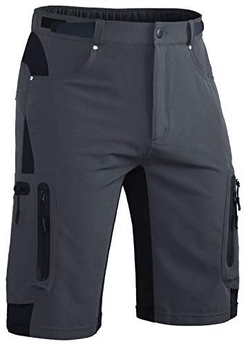 Hiauspor Kurze Hosen Herren, Leichte Wanderhose Atmungsaktiv Schnelltrocknen Cargo Bermuda Shorts Elastische Radlerhose MTB Fahrradhose Outdoorhose Sport Radhose Sommer mit 6 Taschen (Dunkelgrau, M)