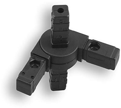 1 connettore per tubo quadrato con giunto, in plastica/poliammide, colore nero (20 x 20 x 1,5 mm, angolo di 0-190°, 4 perni)