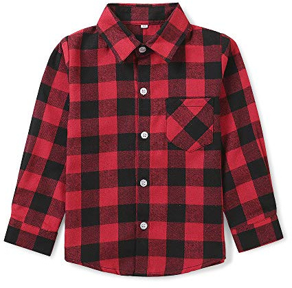 OCHENTA Garçon Fille Chemise Manches Longues 100% Coton Shirt Bouton