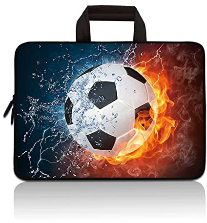HAPLIVES Universal 7~9 inch Kids Tablet Portable Neoprene Zipper Carrying Sleeve Case Bag Fits 7 8 8.5 8.9 9 iPad mini 5 4 3 2 1, Galaxy Tab A 8.0 (Football Fire)