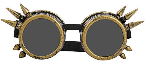 Deror Vintage Spiked Steampunk Brille Cosplay Brille Doppelschicht Winddicht(Bronze-)