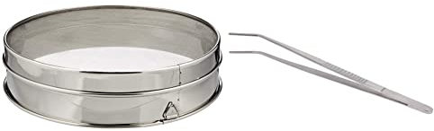 DE BUYER -4604.30 -tamis inox ø 30 cm - maille 0.8mm, Argenté & 4239.15 -pince emb.coudeinox de presentation 16 cm