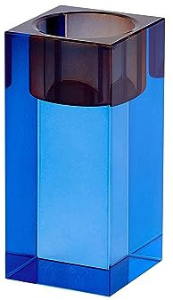 Gift Company Teelichthalter Sari M, Windlicht, Dekolicht, Kristallglas, Blau, Orange, 10.3 cm, 1096904011
