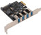 Tarjeta de Expansión PCI-E a USB 3.0, Concentrador de Controlador PCI Express(PCIe) Adaptador de Tarjeta de Control USB con 4 Puertos Conector de Alimentación SATa de 15Pin para PC de Escritorio