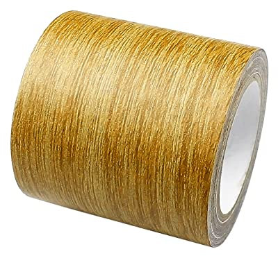 Klebeband Holzoptik, Selbstklebend Holzmaserung Panzertape für Weichsockelleiste Sockelleiste und Laminat Reparaturband für Holz Boden Möbel Türen Bordüre Wände Tapeten(Gold Eiche Textur, 8cm x 4,57m)