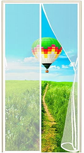 Zanzariera Magnetica per Porte, (663 Taglie) 100x255cm Tenda Magnetica Zanzariera di Protezione Dagli Insetti per Porta del Balcone, Tenda Antimosche in Fibra di Vetro Bianca