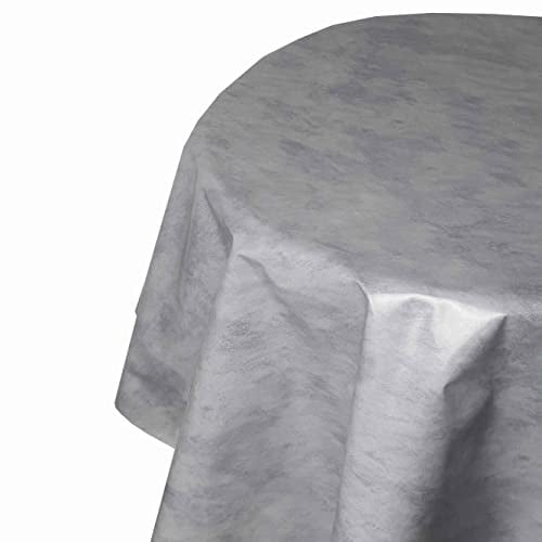 Wachstuchtischdecke Leicht Marmoriert Grau Rund 100 cm | abwaschbare Tischdecke, Gartentischdecke, wasserabweisend, gefaltet